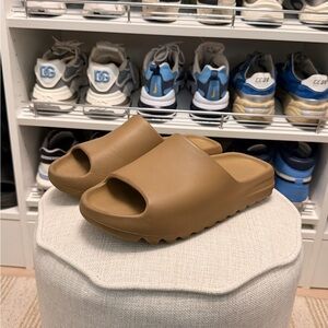 Ochre Yeezy slides